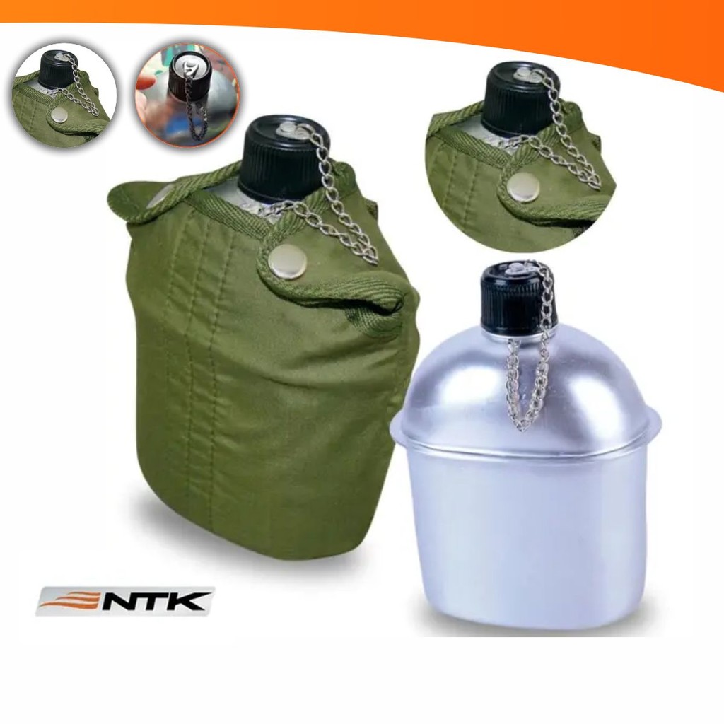 Cantil Militar Camping Trilha 900 Ml Termico Aluminio Verde