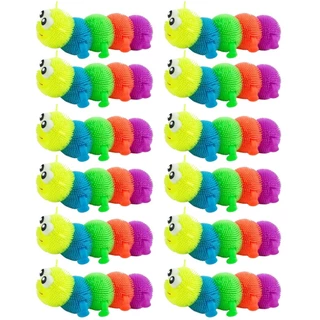 12 Brinquedos Centopeia Colorida Estica E Aperta C/ Luz- Castela