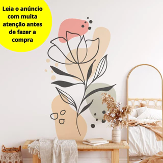 Papel de Parede Decorativo Boho Floral Folhagem Colorido Tons Claros Decoração Sala Quarto Cozinha