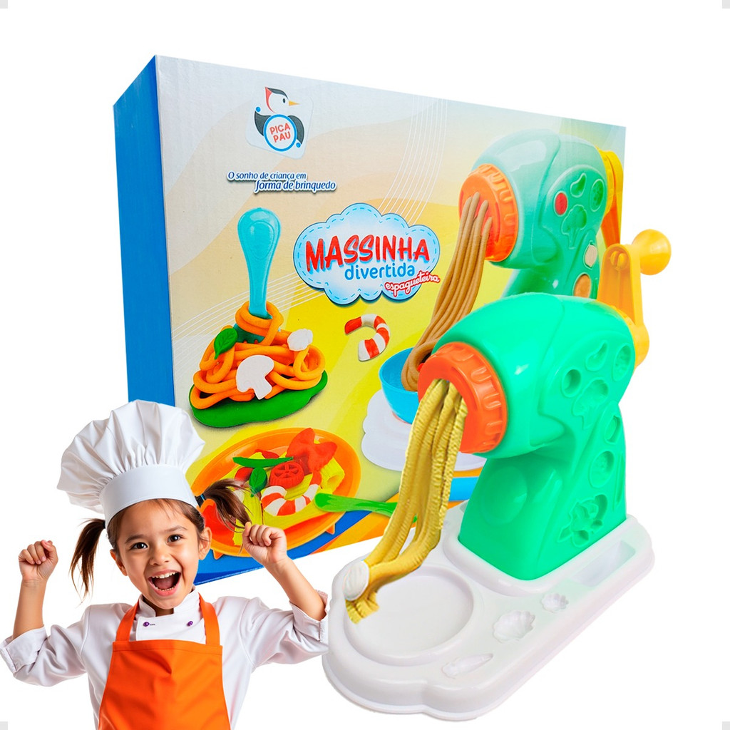 Brinquedo Massinha Massa Modelar Macia Maquina Macarrão kIt 18 Pçs com ...