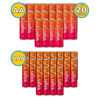 Kit 12, 16 ou 20 Pilhas AA ou AAA Zinco Elgin Sonic Palito ou Pequena