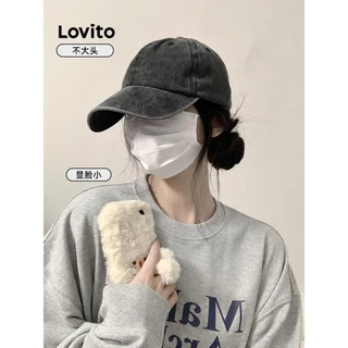 Lovito Chapéu vintage casual com efeito de lavagem simples lavado para mulheres LFA28118