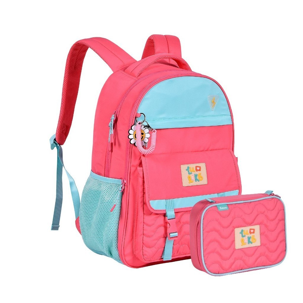 Mochila Costas Luluca Com Estojo Box Juvenil Meninas Escolar