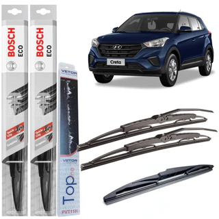Kit Palheta Bosch Dianteira Vetor Traseira Creta 2016 A 2020