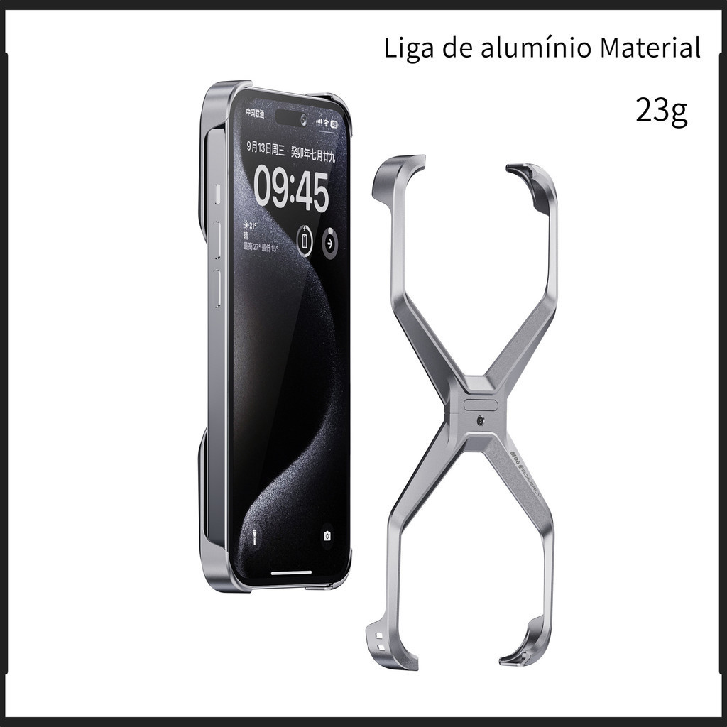 Apple 15 pro max shell de telefone iphone13 14 pro liga de alumínio novo oco sem moldura dissipação de calor capa protetora de telefone móvel