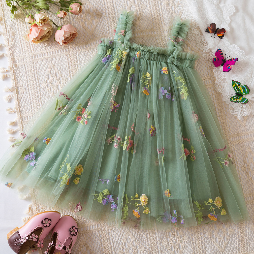 WFRVBaby Girl Summer 1st Birthday Party Dress Light Gauze Printed Comfortable Chiffon Dress Beach Vacation Banquet Dress