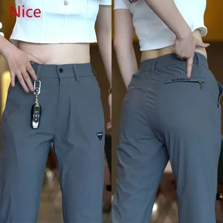 MaxConfort Samoieda Calças de Seda de Gelo das Mulheres Casual Calças Fino Estilo Verão Zanzea Calças Moda Esticada Zipp