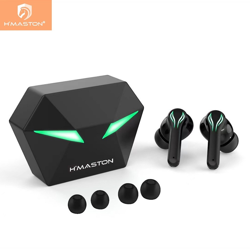H'maston RS-30 Fone de Ouvido Sem fio Gamer Bluetooth 5.3 com Microphone e Luz Redução de Ruído LED