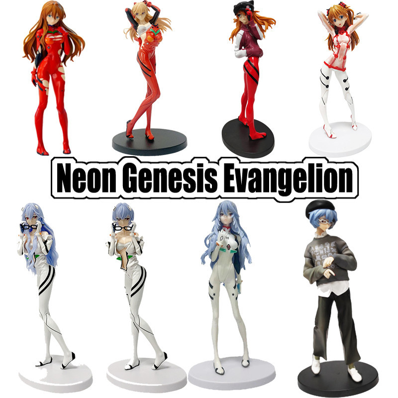 Figura De Anime Ayanami Rei Y Asuka De 22 Cm | Estatua De PVC De Combate | Decoración De Escritorio Y Regalo Para Fans De Evangelion