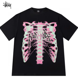 Stussy 100 % Original Rib Tendência De Impressão Masculina T-Shirt De Casal Athleisure Short Sleeve Tops