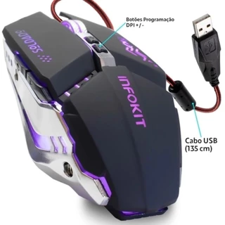 Mouse Gamer Usb iluminação Led Rgb Metal jogos