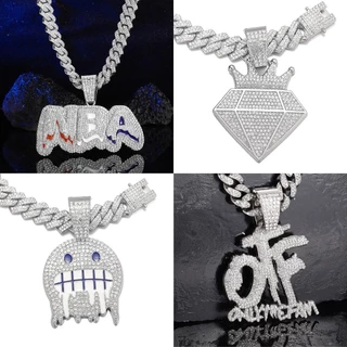 Nova Corrente Com Colar De Hip Hop NBA Full Diamond Letra De Diamante Cadeia Cubana De Água Da Moda