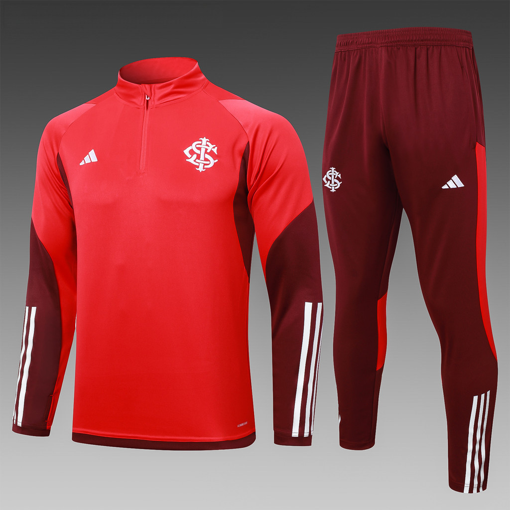 Suit 24/25 Vermelho Brasil Internacional Semizíper de manga comprida Kit de camisa de treino pré-jogo 2024