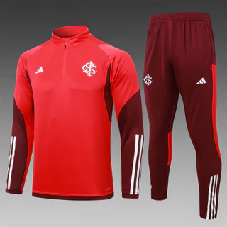 Suit 24/25 Vermelho Brasil Internacional Semizíper de manga comprida Kit de camisa de treino pré-jogo 2024