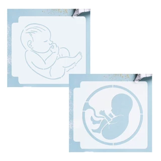 Kit 2 Stencil Pintura Gestacional Bebê Grávida 29x27cm