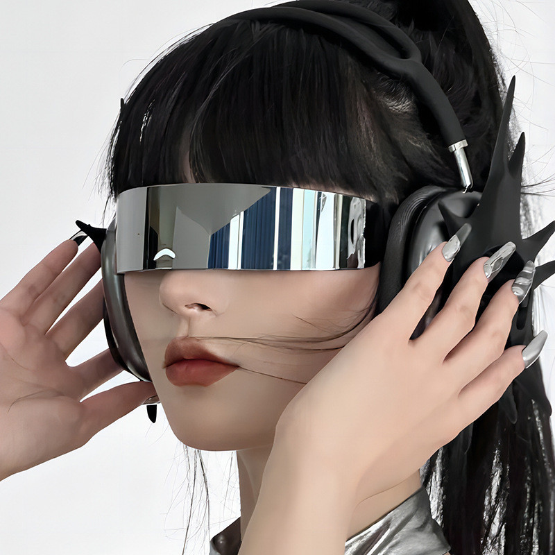 Gaze 2024 New Cyberpunk futurista Óculos de sol integrado Personalidade ...