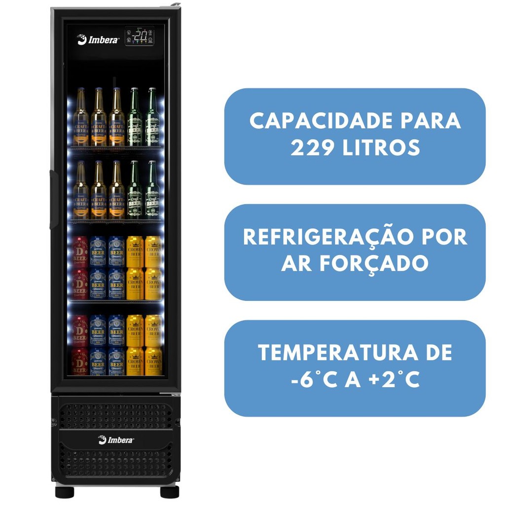 Cervejeira Full Black LED 229 Litros Porta De Vidro CCV144 Frost