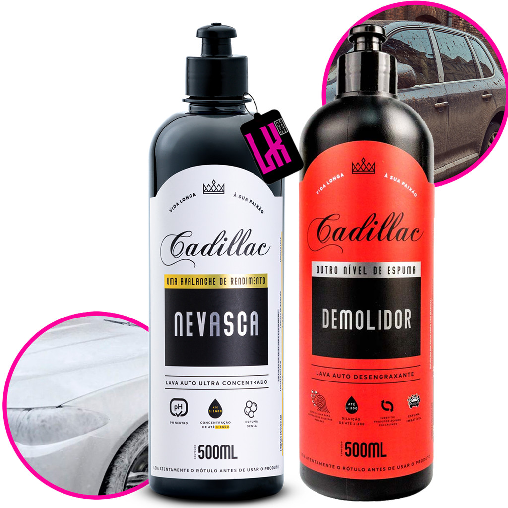 Kit Nevasca Demolidor 500ml Lava Autos Shampoo Neutro e Desengraxante Pré Lavagem Lavagem Pesada