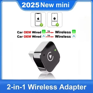 CarPlay Sem Fio Android Adaptador Automático 2 Em 1 Mini Caixa Plug & Play AI Box BT WiFi Para Carros Automotivos Com/An
