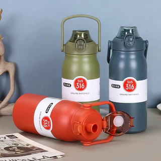 Garrafa Térmica de Viagem Aço Inox 1,0L Litro Água Café com Alça Camping Trilha Acampamento