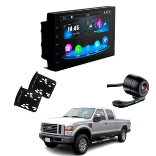 Central Multimídia CarPlay Android Auto Faaftech 7 Polegadas + Câmera de Ré Borboleta + Moldura 2din F250 98-11