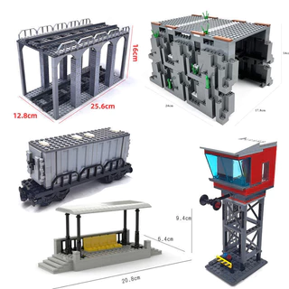 Compatível com LEGO MOC Blocos de partículas pequenas Trens urbanos Trilhos DIY Acessórios Ponte abrigo Semáforo Caverna PC54