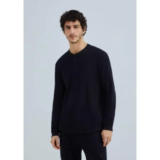 Camiseta Básica Henley Masculina Manga Longa Texturizada Hering em Oferta na Shopee