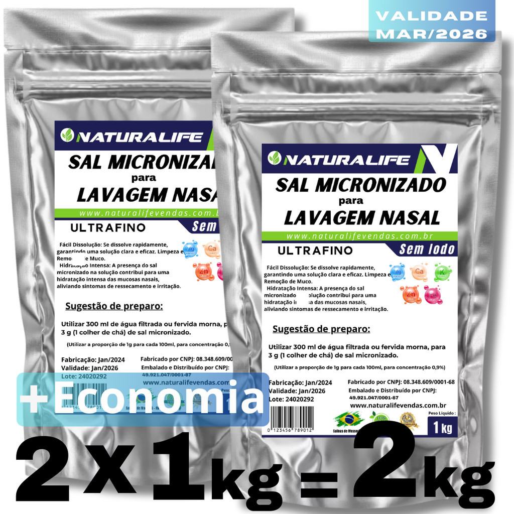 Sal Micronizado (Para Lavagem Nasal) 2kg | Shopee Brasil