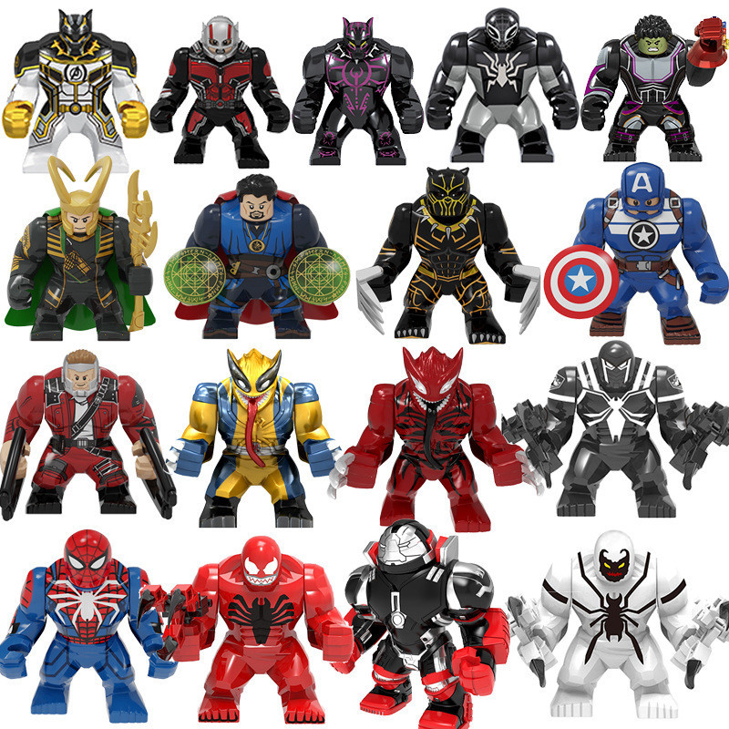 [Marvel⭐Série Superhero] Compatível com Lego Pequenas Partículas Montagem Educacional Infantil de Blocos de Construção Toys-Shark /Venom /Spiderman /Adult Doll Model