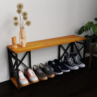Sapateira Com Banco Estilo Industrial 90cm - Não Enferruja