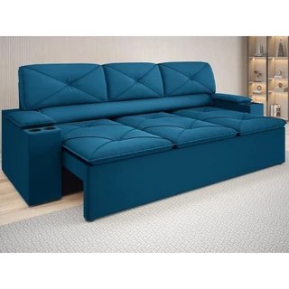 Sofá com Porta Copos Retrátil e Reclinável Pop 2,05m Velosuede Royal - NETSOFAS em Oferta na Shopee