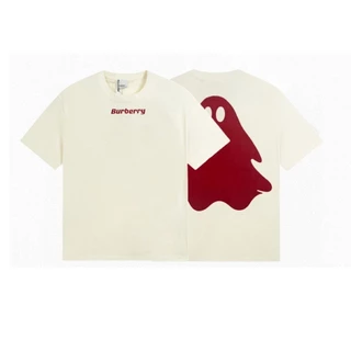 15663AC Novo Desenho De Nicho De Mercado Letras Monstruosas Pequenas Estampadas No Pescoço Camiseta De Manga Curta Homens E Mulheres Com Os Mesmos tops Casuais Soltos