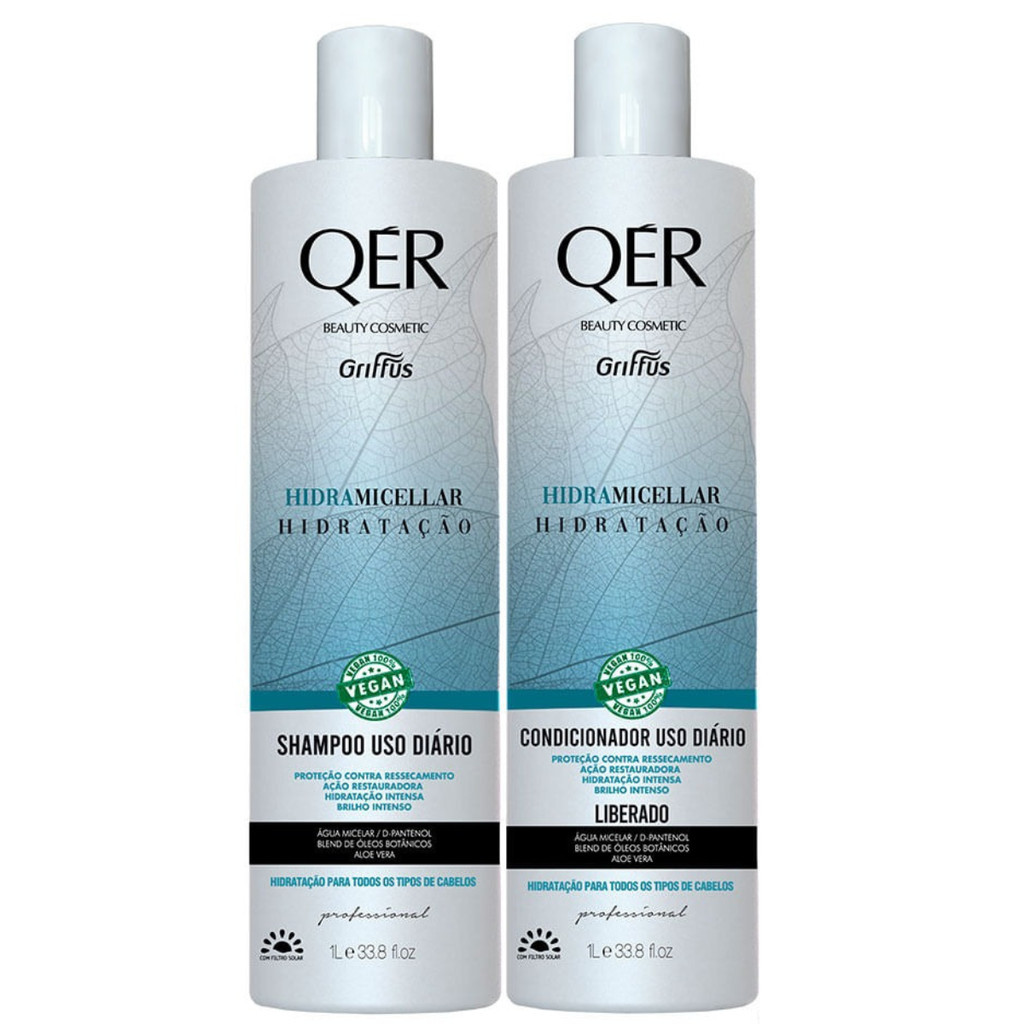 Kit QER Griffus Shampoo + Condicionador 1000 Ml Hidrataçao Para Todos ...