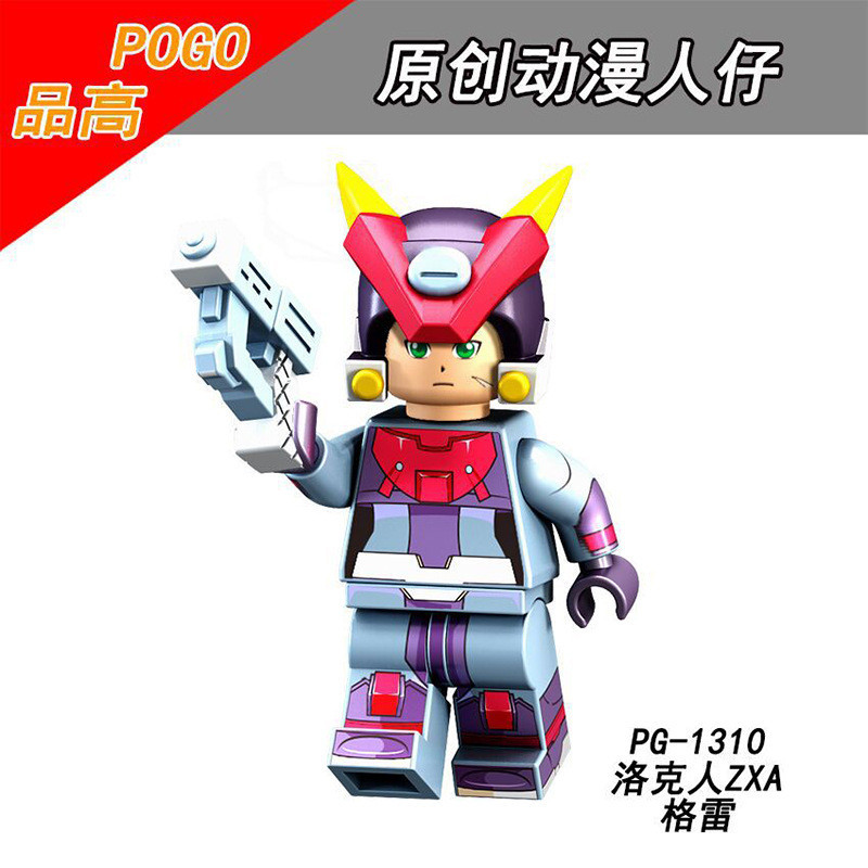 Kit 5 Bonecos RockMan Megaman Blue /ZX Zero Brinquedos Blocos De