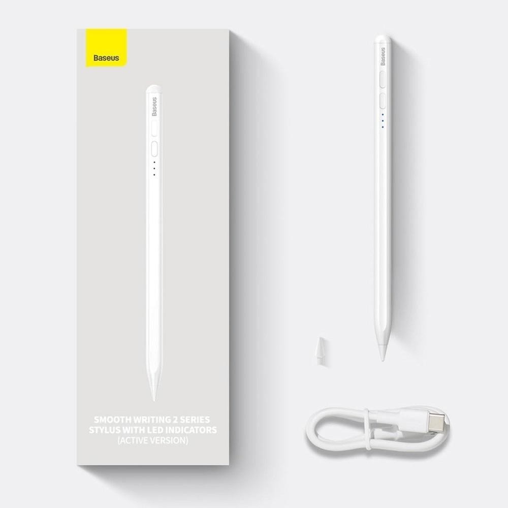 Caneta Ativa Capacitiva Stylus Touch Pen iPad, Branca, SXBC060202, BASEUS