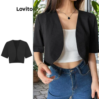 Lovito Blazer Casual De Corte Liso Blazer Básico Para Mulheres L74ED070 em Promoção na Shopee Lovito Blazer Casual De Corte Liso Blazer Básico Para Mulheres L74ED070