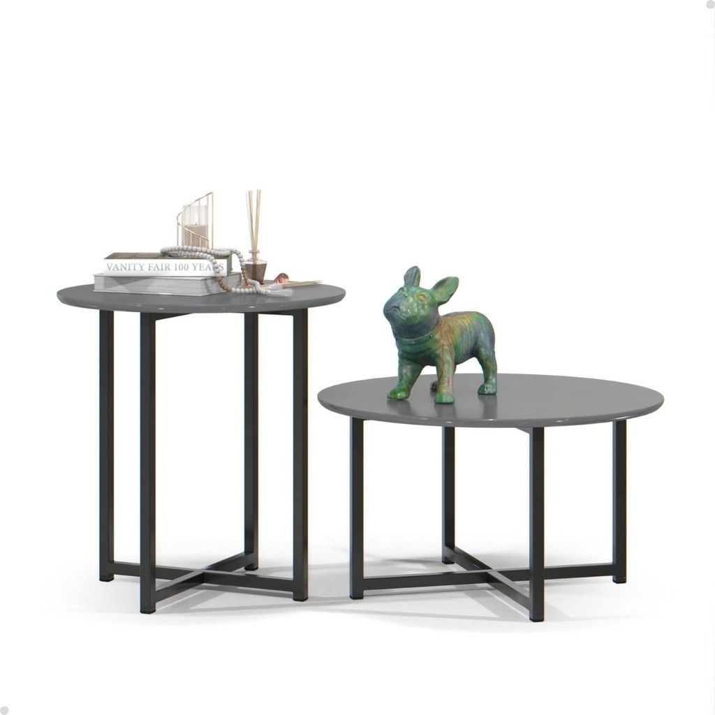 Mesa de Centro para Sala com Mesa Lateral Redonda - Mod.3047