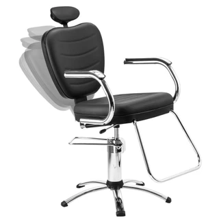 Cadeira Para Barbearia Salão Cabeleireiro Encosto Reclinável Top Preta Dompel