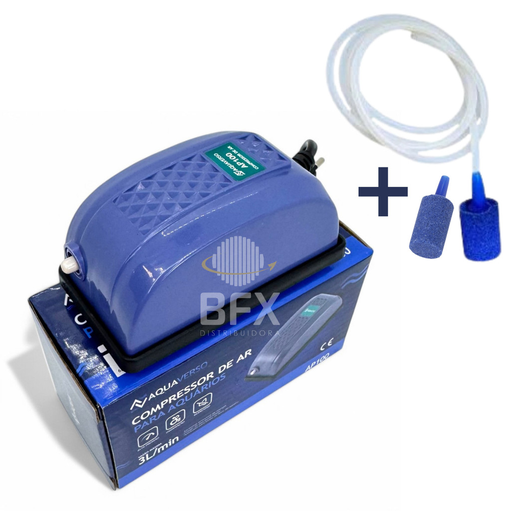 Bombinha Compressor De Ar Aquário Silencioso 3L/Min Bomba de Oxigenação com Pedra Porosa e Mangueira