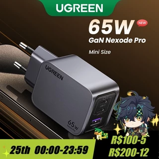 Carregador De Parede Rápido UGREEN Nexode Pro 65W USB C , 3 Portas Mini Compacto PPS GaN Dobrável Para MacBook/Air M2