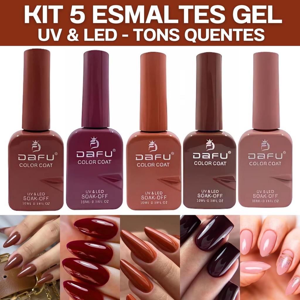 Kit 5 Esmaltes Gel Led Uv Tons Marrom Terrosas Esmalte Cabine Gel ...