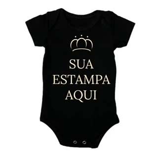 Body Infantil Bebê Preto ou Branco 100% Personalizado DTF com Arte Estampa para Frente e Costas