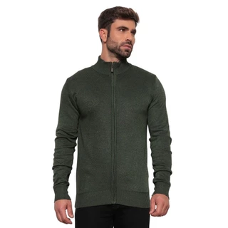 Cardigan Suéter Masculino Verde Modelo Casaco Tricot Gola Alta Premium