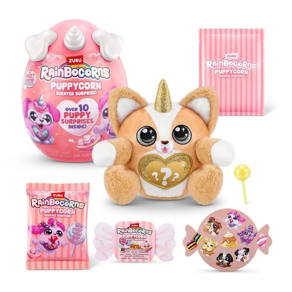 Rainbocorns Puppycorn Scent Surprise – Peluche Chiot Parfumée Avec 10 Surprises, Dès 3 Ans