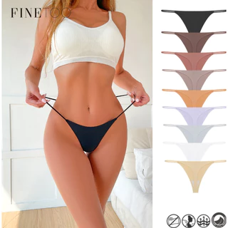 Finetooo Tangas Sem Costura Calcinha Sexy Para Mulheres Cintura Baixa E Calcinhas De Cor Sólida