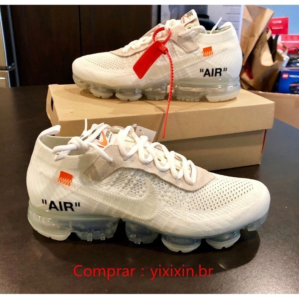 100% original) Moda tênis de nuvem Nike Air Vapo Max X Off um par de branco So Pad AA ....