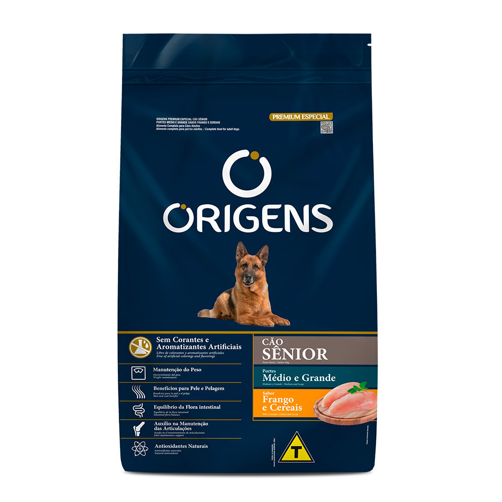 Ração Origens Cães Sênior Racas Media e Grande 15kg | Shopee Brasil