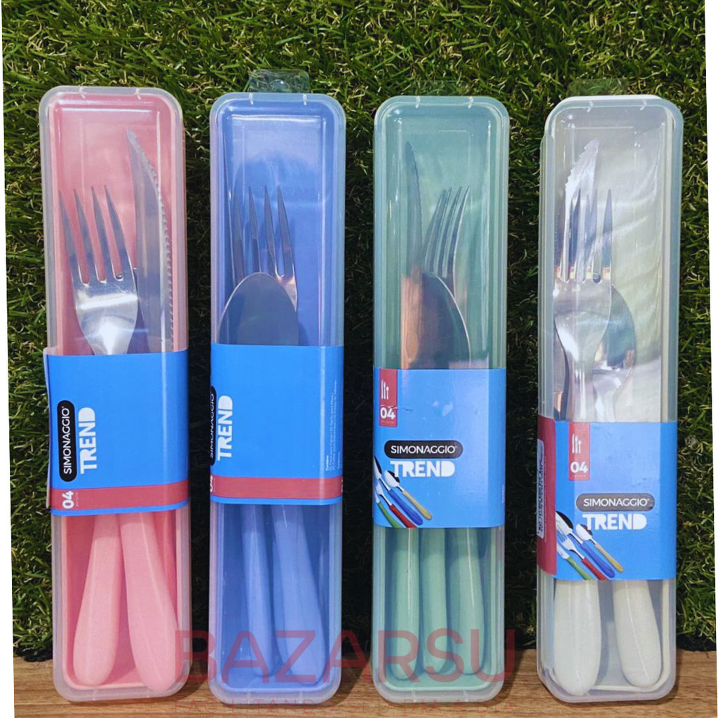 Kit Talheres Com Estojo Garfo Faca E Colher Para Viagem Inox Portátil ...