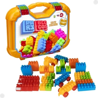 Kit Maleta Blocos De Montar 72 Peças Educativo E Didático 01258 - Pakiplast