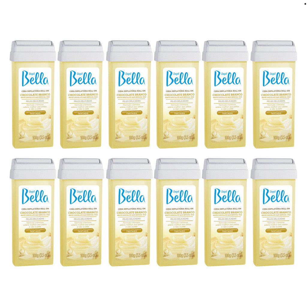 Kit Cera Depil Bella Roll-on Chocolate Branco 12 unidades | Shopee Brasil
